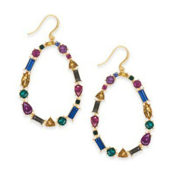 Jewelry - New Inc Gold-Tone Multi-Stone Open Drop Earrings